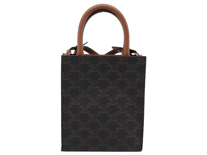Céline Bolso de mano CELINE Triomphe Canvas Mini Vertical Cabas PVC 2way Negro Auth 204112M - vista 2