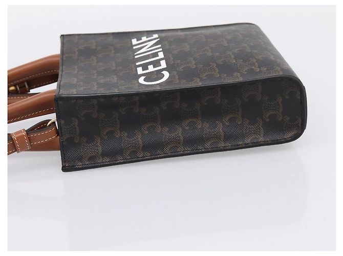 Céline Bolso de mano CELINE Triomphe Canvas Mini Vertical Cabas PVC 2way Negro Auth 204112M - vista 3