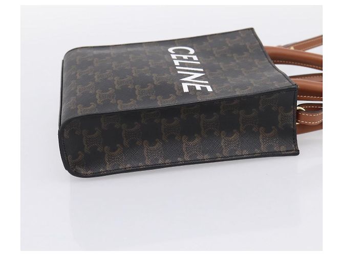 Céline Bolso de mano CELINE Triomphe Canvas Mini Vertical Cabas PVC 2way Negro Auth 204112M - vista 4