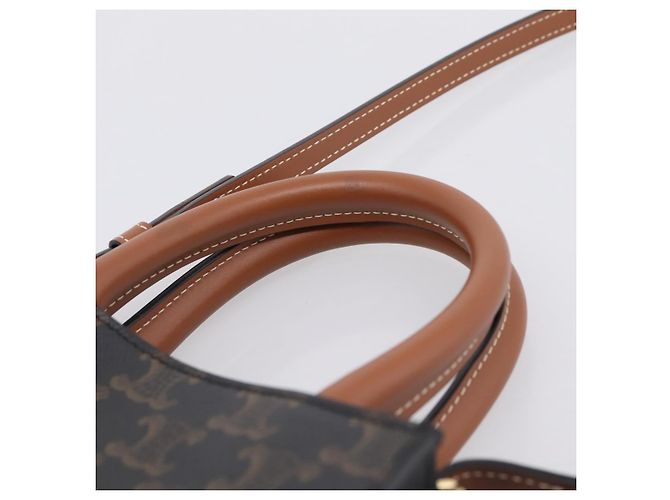 Céline Bolso de mano CELINE Triomphe Canvas Mini Vertical Cabas PVC 2way Negro Auth 204112M - vista 8