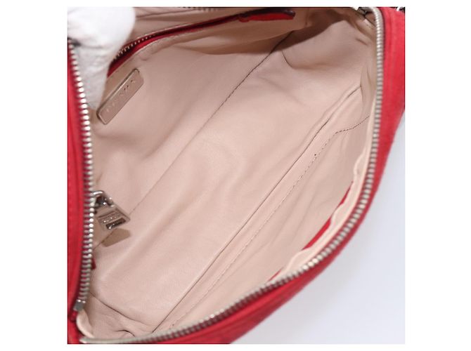 Bolsa de Ombro PRADA Camurça Vermelha Prata Auth 201372 Vermelho - vista 11