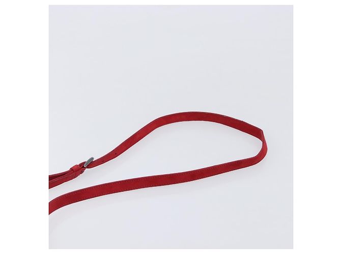 Bolsa de Ombro PRADA Camurça Vermelha Prata Auth 201372 Vermelho - vista 15
