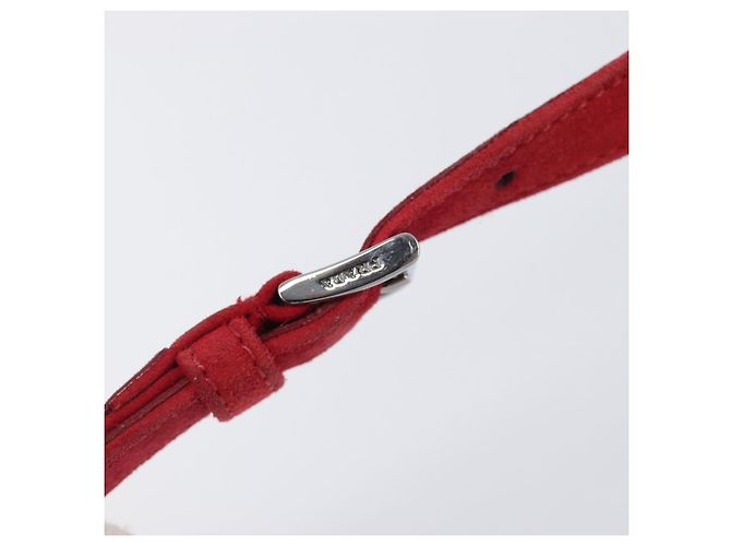 Bolsa de Ombro PRADA Camurça Vermelha Prata Auth 201372 Vermelho - vista 18