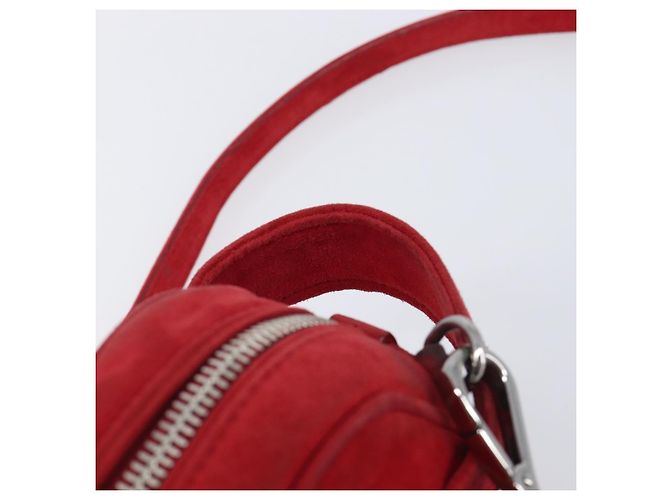 Bolsa de Ombro PRADA Camurça Vermelha Prata Auth 201372 Vermelho - vista 19