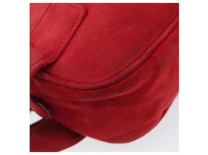 Bolsa de Ombro PRADA Camurça Vermelha Prata Auth 201372 Vermelho - vista 23