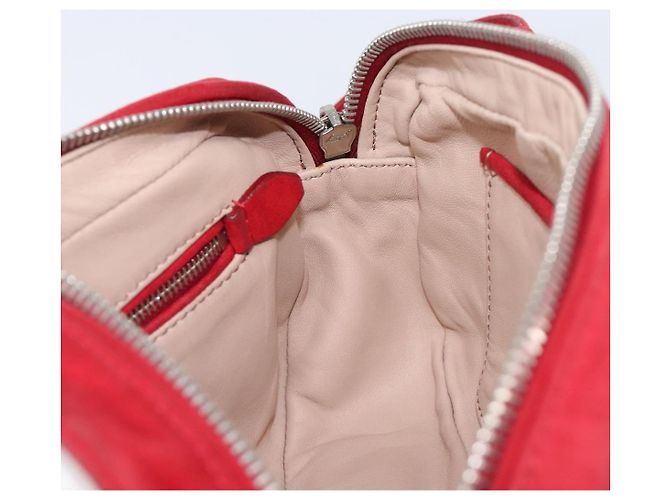 Bolsa de Ombro PRADA Camurça Vermelha Prata Auth 201372 Vermelho - vista 29