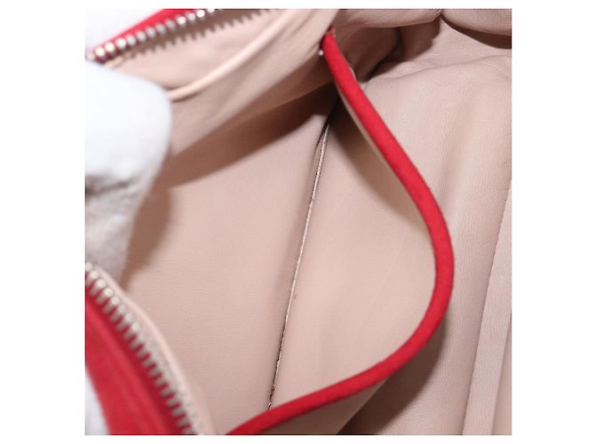 Bolsa de Ombro PRADA Camurça Vermelha Prata Auth 201372 Vermelho - vista 33