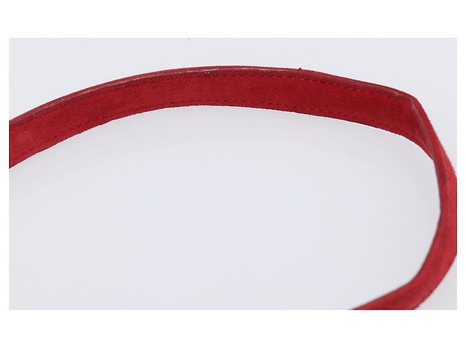 Bolsa de Ombro PRADA Camurça Vermelha Prata Auth 201372 Vermelho - vista 7