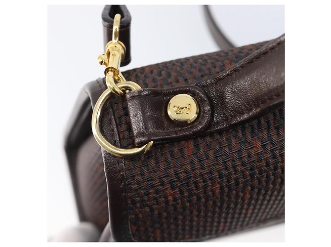 Autre Marque Borsa a mano SAINT LAURENT PVC Canvas 2way Brown Gold Auth BA15808A Marrone D'oro - vista 10