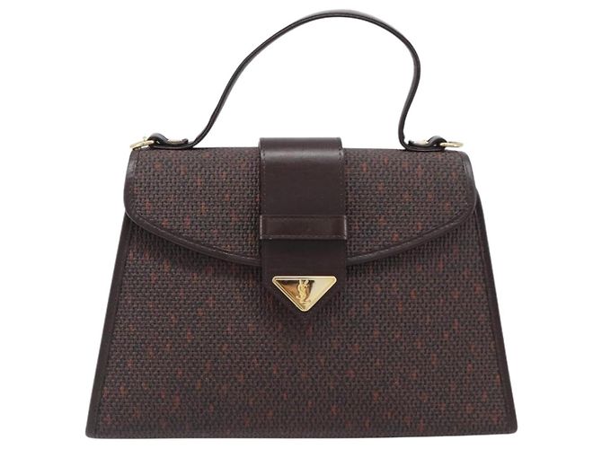 Autre Marque Borsa a mano SAINT LAURENT PVC Canvas 2way Brown Gold Auth BA15808A Marrone D'oro - vista 13