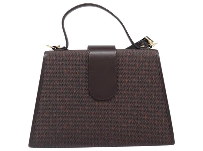 Autre Marque Borsa a mano SAINT LAURENT PVC Canvas 2way Brown Gold Auth BA15808A Marrone D'oro - vista 2