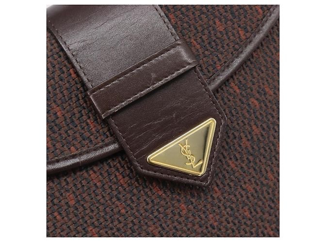 Autre Marque Borsa a mano SAINT LAURENT PVC Canvas 2way Brown Gold Auth BA15808A Marrone D'oro - vista 20