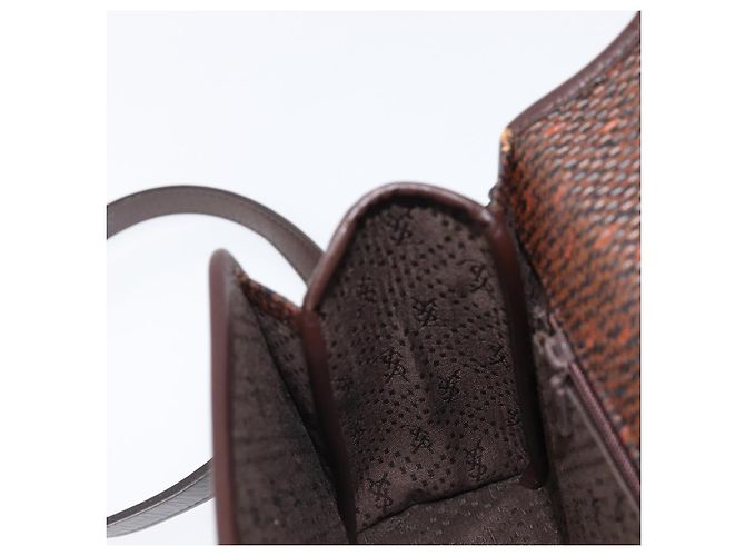 Autre Marque Borsa a mano SAINT LAURENT PVC Canvas 2way Brown Gold Auth BA15808A Marrone D'oro - vista 24