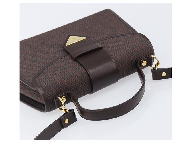 Autre Marque Borsa a mano SAINT LAURENT PVC Canvas 2way Brown Gold Auth BA15808A Marrone D'oro - vista 6