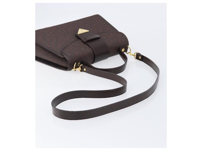 Autre Marque Borsa a mano SAINT LAURENT PVC Canvas 2way Brown Gold Auth BA15808A Marrone D'oro - vista 8