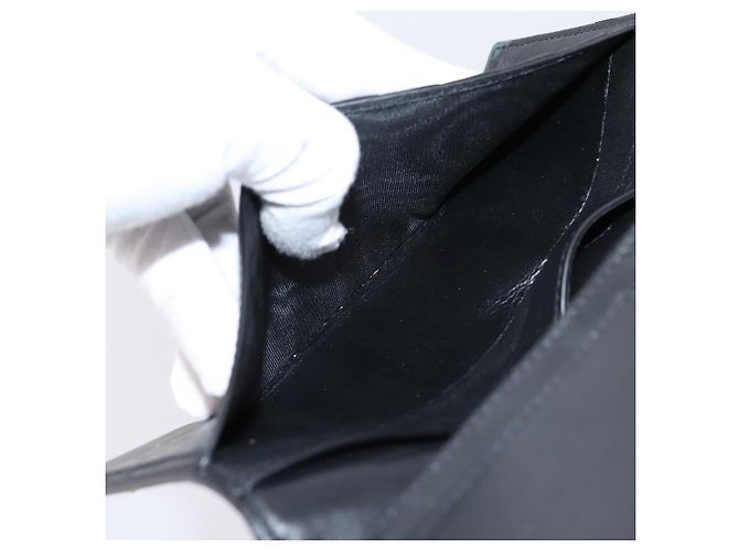 Autre Marque Cartera larga SAINT LAURENT efecto cocodrilo negro y oro Auth 205099A Dorado - vista 10