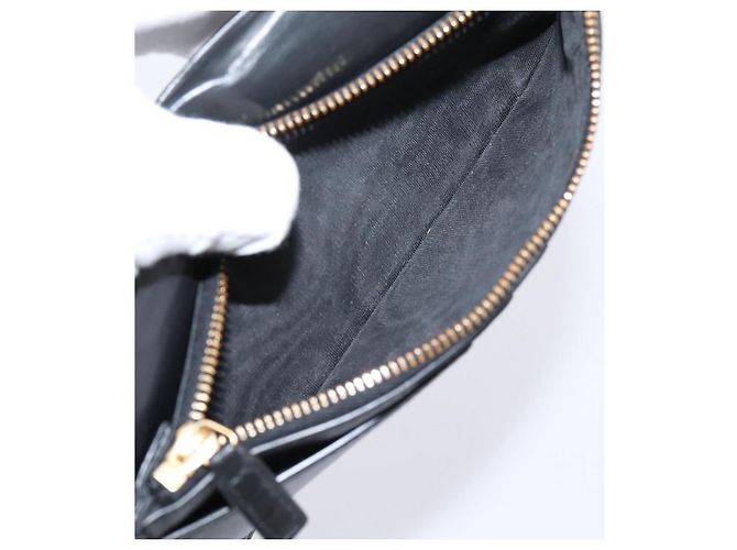 Autre Marque Cartera larga SAINT LAURENT efecto cocodrilo negro y oro Auth 205099A Dorado - vista 11