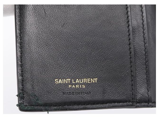 Autre Marque Cartera larga SAINT LAURENT efecto cocodrilo negro y oro Auth 205099A Dorado - vista 17