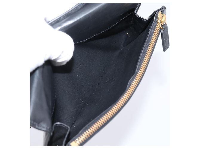Autre Marque Cartera larga SAINT LAURENT efecto cocodrilo negro y oro Auth 205099A Dorado - vista 19