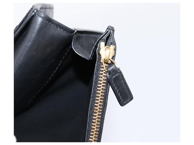 Autre Marque Cartera larga SAINT LAURENT efecto cocodrilo negro y oro Auth 205099A Dorado - vista 20