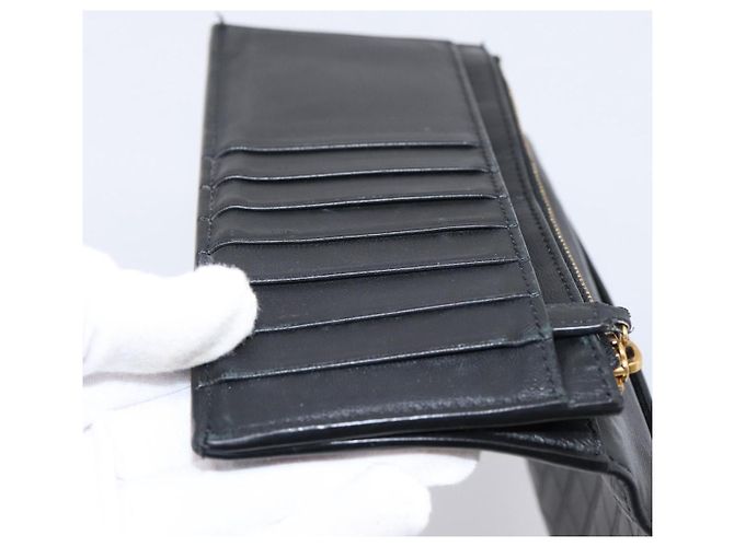 Autre Marque Cartera larga SAINT LAURENT efecto cocodrilo negro y oro Auth 205099A Dorado - vista 22