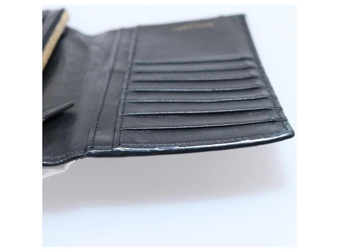 Autre Marque Cartera larga SAINT LAURENT efecto cocodrilo negro y oro Auth 205099A Dorado - vista 9