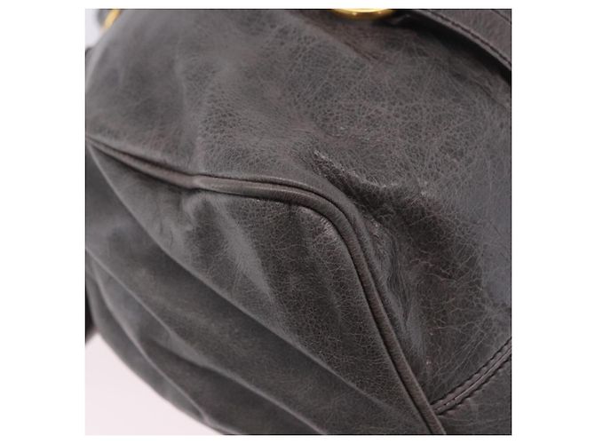 Borsa a Mano Miu Miu in Pelle 2way Grigio Tono Oro Auth 167623M Marrone - vista 20