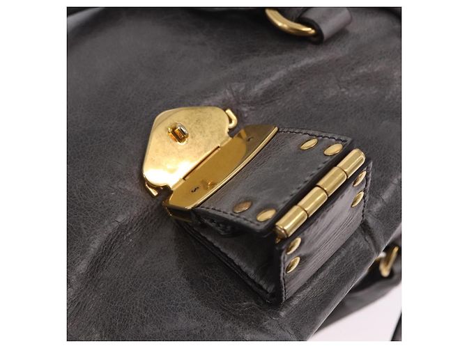 Borsa a Mano Miu Miu in Pelle 2way Grigio Tono Oro Auth 167623M Marrone - vista 24