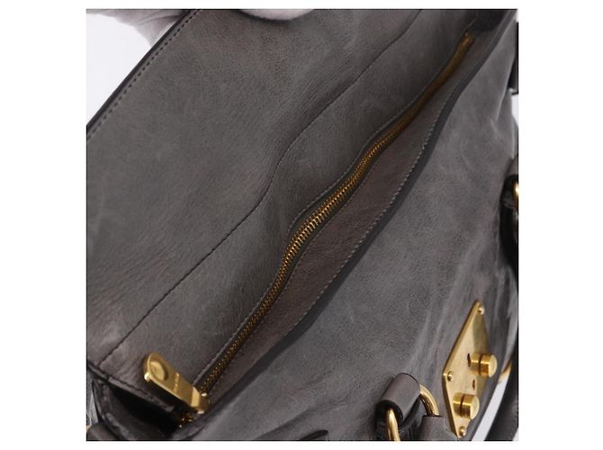Borsa a Mano Miu Miu in Pelle 2way Grigio Tono Oro Auth 167623M Marrone - vista 27