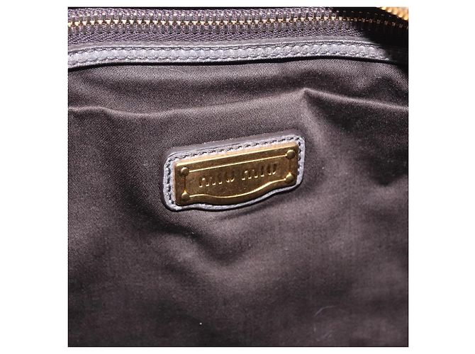 Borsa a Mano Miu Miu in Pelle 2way Grigio Tono Oro Auth 167623M Marrone - vista 29