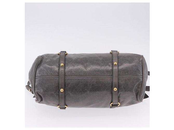 Borsa a Mano Miu Miu in Pelle 2way Grigio Tono Oro Auth 167623M Marrone - vista 7