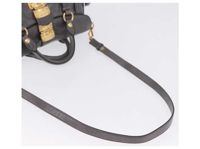 Borsa a Mano Miu Miu in Pelle 2way Grigio Tono Oro Auth 167623M Marrone - vista 9