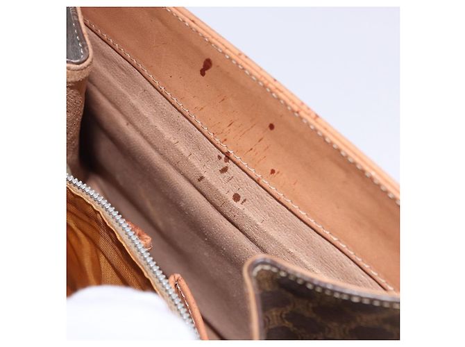 Céline Borsa a tracolla CELINE Macadam con catena in PVC e pelle Marrone Oro Auth ka6066 D'oro - vista 11
