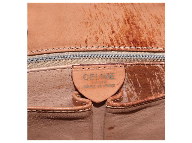 Céline Borsa a tracolla CELINE Macadam con catena in PVC e pelle Marrone Oro Auth ka6066 D'oro - vista 12