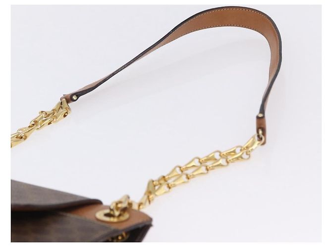 Céline Borsa a tracolla CELINE Macadam con catena in PVC e pelle Marrone Oro Auth ka6066 D'oro - vista 14