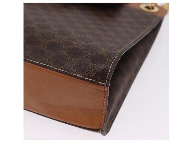 Céline Borsa a tracolla CELINE Macadam con catena in PVC e pelle Marrone Oro Auth ka6066 D'oro - vista 16