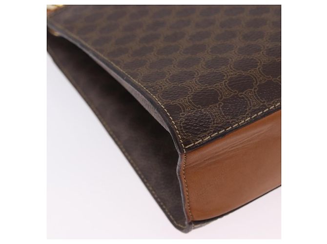 Céline Borsa a tracolla CELINE Macadam con catena in PVC e pelle Marrone Oro Auth ka6066 D'oro - vista 17