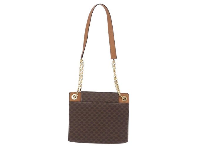 Céline Borsa a tracolla CELINE Macadam con catena in PVC e pelle Marrone Oro Auth ka6066 D'oro - vista 2