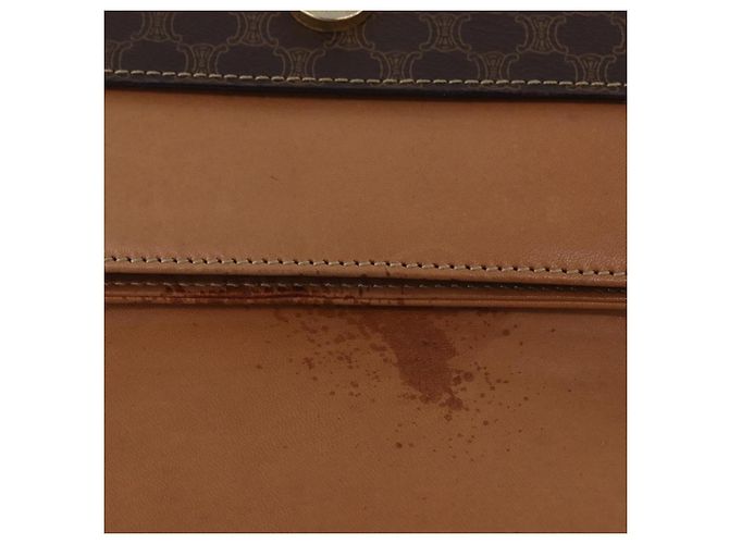 Céline Borsa a tracolla CELINE Macadam con catena in PVC e pelle Marrone Oro Auth ka6066 D'oro - vista 20