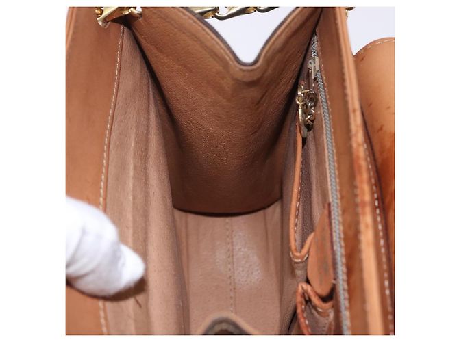 Céline Borsa a tracolla CELINE Macadam con catena in PVC e pelle Marrone Oro Auth ka6066 D'oro - vista 23