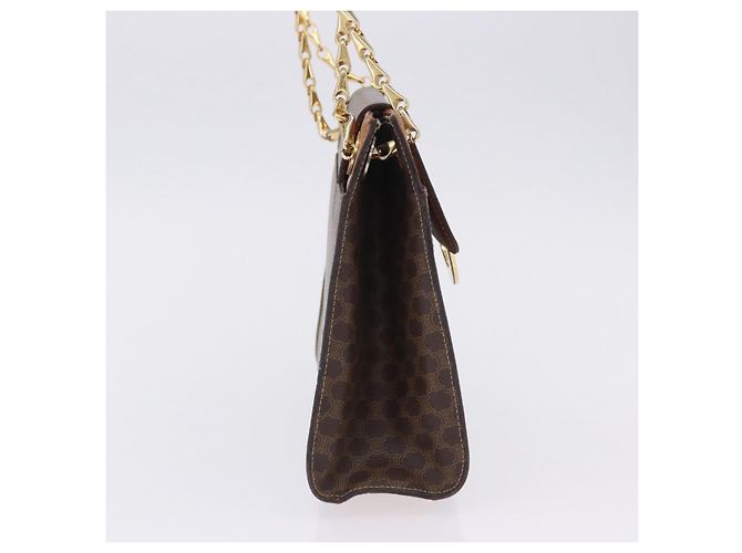 Céline Borsa a tracolla CELINE Macadam con catena in PVC e pelle Marrone Oro Auth ka6066 D'oro - vista 4