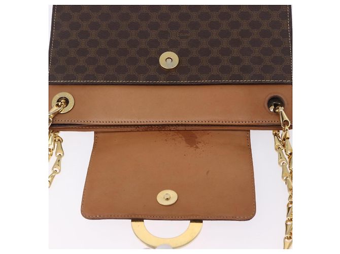 Céline Borsa a tracolla CELINE Macadam con catena in PVC e pelle Marrone Oro Auth ka6066 D'oro - vista 9