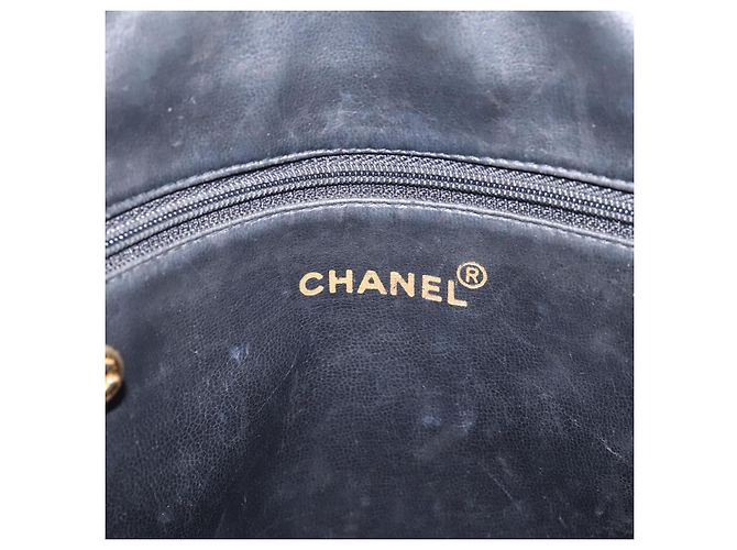 Borsa a tracolla CHANEL COCO Mark Chain in pelle caviar nera e oro CC Auth 201540A Nero D'oro - vista 19
