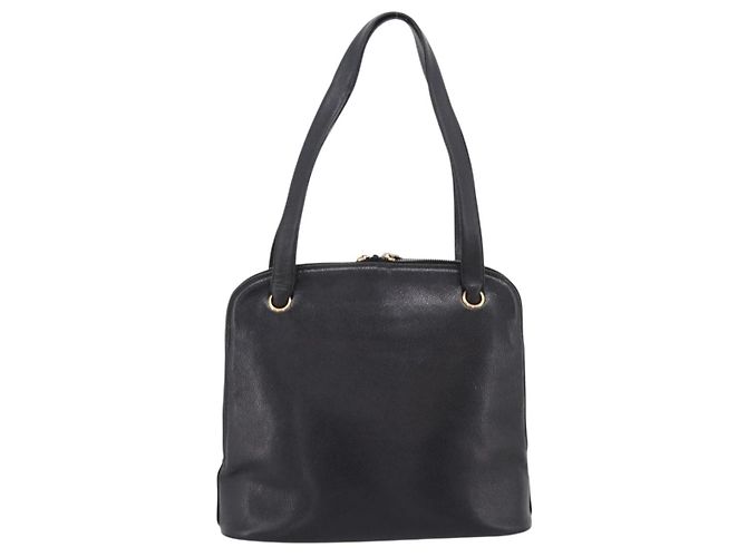 Borsa a tracolla CHANEL COCO Mark Chain in pelle caviar nera e oro CC Auth 201540A Nero D'oro - vista 2