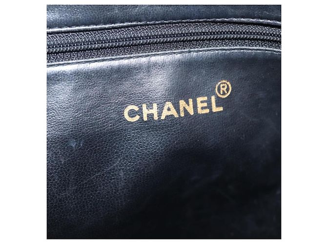 Borsa a tracolla CHANEL COCO Mark Chain in pelle caviar nera e oro CC Auth 201540A Nero D'oro - vista 24