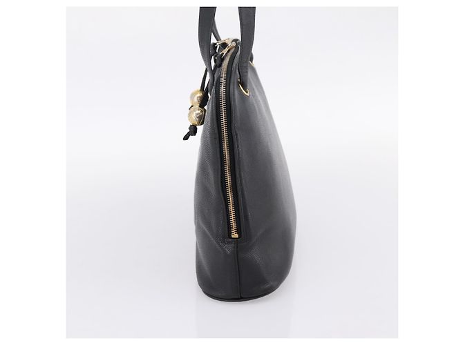 Borsa a tracolla CHANEL COCO Mark Chain in pelle caviar nera e oro CC Auth 201540A Nero D'oro - vista 4