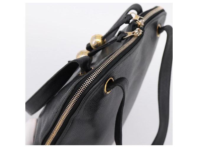 Borsa a tracolla CHANEL COCO Mark Chain in pelle caviar nera e oro CC Auth 201540A Nero D'oro - vista 6