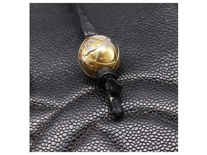 Borsa a tracolla CHANEL COCO Mark Chain in pelle caviar nera e oro CC Auth 201540A Nero D'oro - vista 9