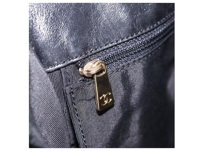Borsa a tracolla CHANEL in pelle blu e oro CC Auth 203466A D'oro - vista 26
