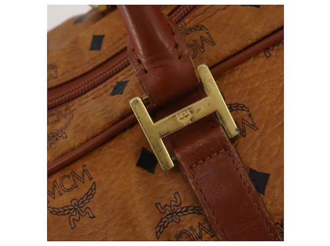 Bolso MCM Vicetos Boston PVC Cuero 2way Marrón Tono Dorado Auth 199534 Castaño - vista 19